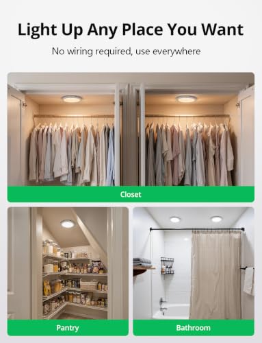 Rechargeable Motion Sensor Ceiling Light with Remote - Round, 4 Mode, Battery Operated