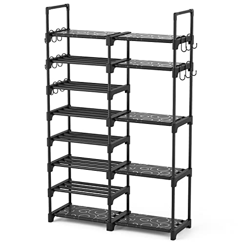 ROJASOP Black 8-Tier Metal Shoe Rack Organizer for Closet & Entryway, 26-32 Pairs