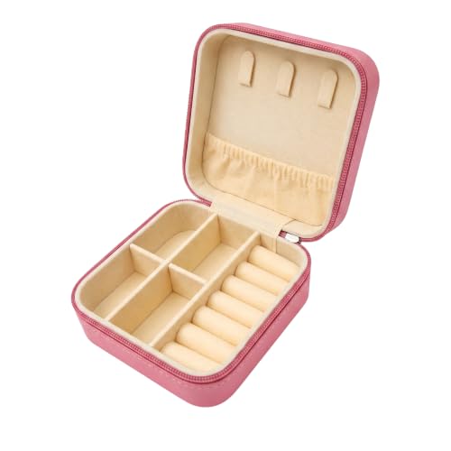 Fuchsia Mini Jewelry Box Travel Organizer for Women & Girls