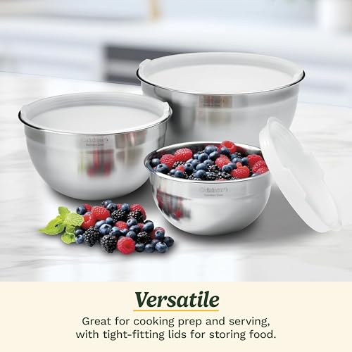 Stainless Steel Mixing Bowl Set - 3-Piece Nesting Kitchen Bowls - Cuisinart Variation