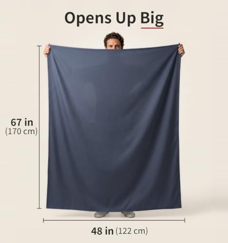 Litume Compact Travel Blanket - Velvet, Dark Blue Gray, Lightweight & Breathable