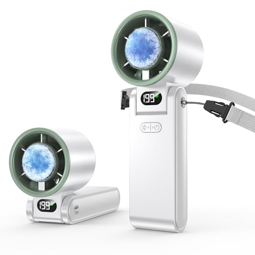 Portable Handheld Fan with Ice Cooler & 20H Battery - Summer Travel & Outdoor Cooling White