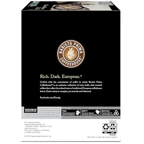 Italian Roast Coffee K-Cup Pods - Dark Roast, 24 Count (Pack of 4) - Barista Prima