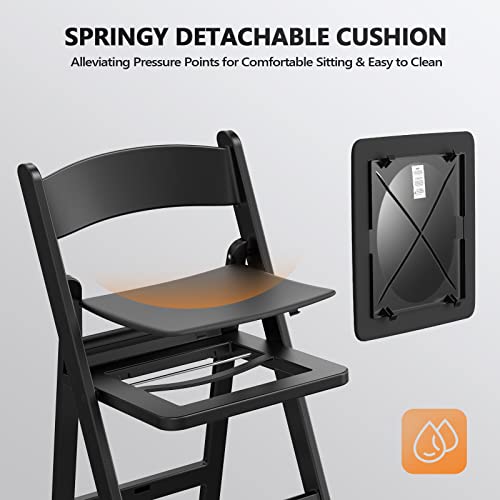 FCH Plastic Folding Chair with Padded Seat, Resin Foldable Chairs
