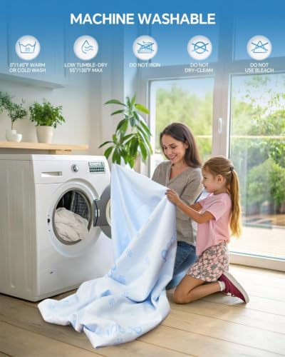 Kmall Blue Queen Size Cooling Waterproof Mattress Protector - Breathable & Noiseless Pad