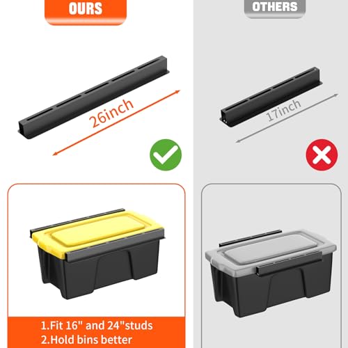 TORACK Garage Ceiling Bin Storage Rack, Overhead Tote Rails