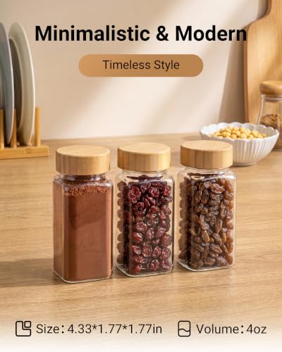24 Pack Glass Spice Jars with Labels, Dual Shaker & Pepper Grinder Lids