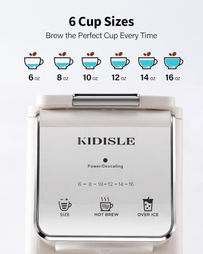 KIDISLE Single Serve K Cup & Ground Coffee Maker, Hot Iced Brew, White