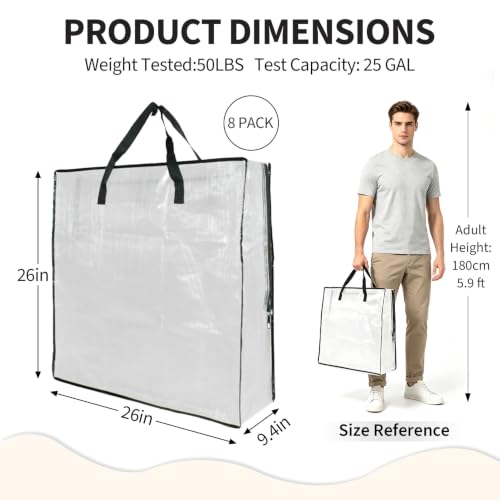 Garvee 26-Inch 8-Pack Clear Wreath Storage Bags with Zipper, 66x66x22cm