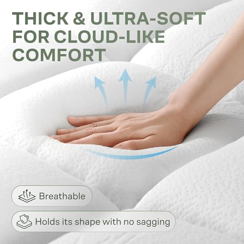 White Queen Mattress Topper with 20-Inch Deep Pocket - Extra Thick Plush Support