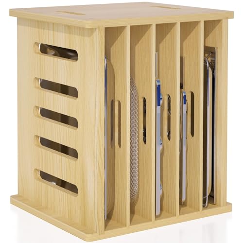 6 Tier Wooden Cabinet Tray Dividers - Adjustable Storage Organizer