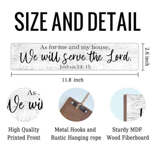 AGMDESIGN As for Me And My House We Will Serve The Lord Bible Verse Wood Sign, Christian Declaration Decor for Prayer Room Church, Faith-Based Wall Decor, Christian Jesus Hanging Wooden Plaque