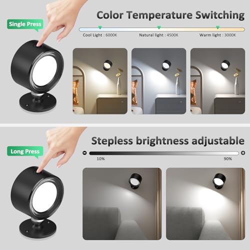 Racokky LED Wall Mounted Lights with Remote, Rechargeable Sconces