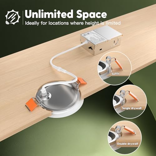 24 Pack 4 Inch LED Recessed Lights with Junction Box, 5CCT, 700 Lumens