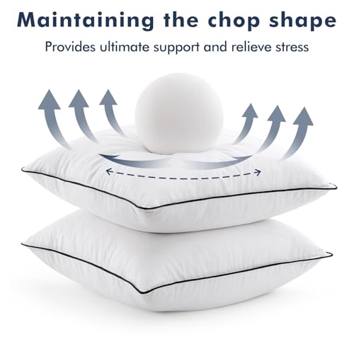 MIULEE 20x20 Inch Goose Feather Down Pillow Inserts Set of 2 - Soft Fluffy Decorative Cushions with Double Down-Proof Cover