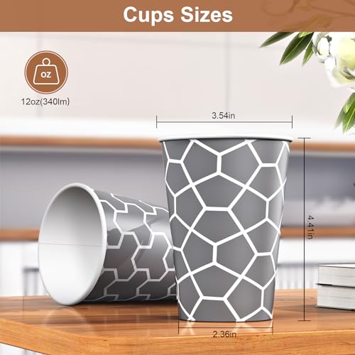 Huifany 12oz Disposable Paper Cups Bulk Pack of 240, Insulated Hot & Cold Drink Cups