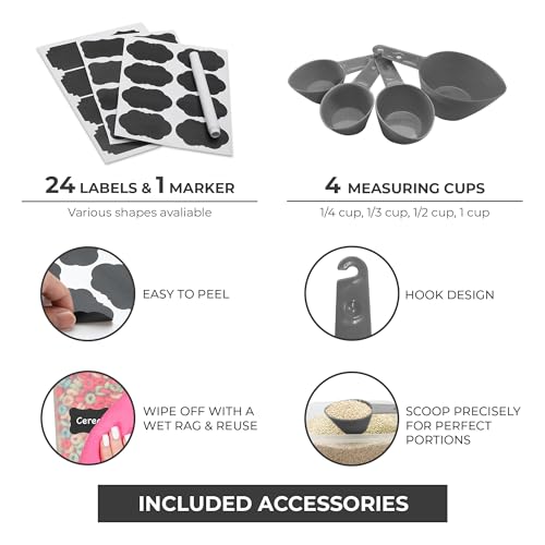 Airtight Food Storage Containers Set - 48 pcs Kitchen Organization with Lids, Labels, Marker & Measuring Spoons - One Size