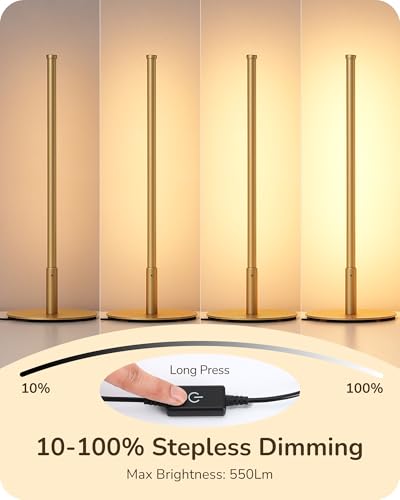 EDISHINE Gold Dimmable LED Table Lamp with Touch Control & Soft Silicone Shade