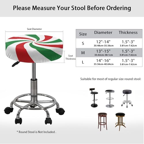 Christmas Round Stool Seat Covers Set of 4, Xmas Elastic Chair for