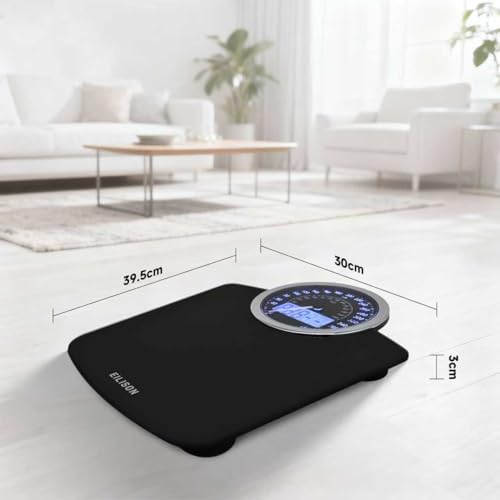 EILISON Black 2-in-1 Digital & Analog Bathroom Scale, 400 lbs Large Display