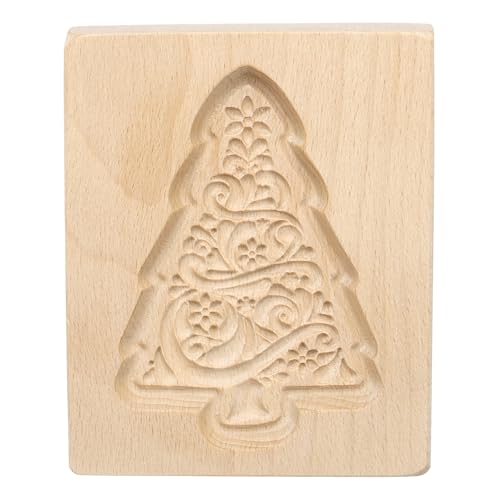 HARFINGTON Wooden Cookie Mould Christmas Tree - 3.94" x 3.15" Baking Stamp