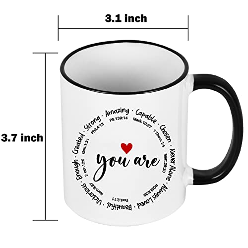 Christian Coffee Mug Gift for Women Black Handle 11oz Inspirational Faith Gift
