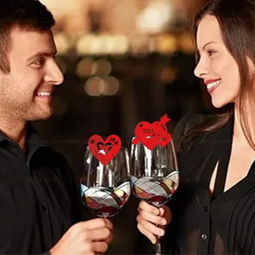 24Pcs Valentine's Day Wine Glass Markers Heart & Lip Shapes Drink Charms