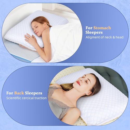 SofGlowly 2-Pack Ultra Thin Cooling Memory Foam Pillows 2.75" Low Profile Standard Size