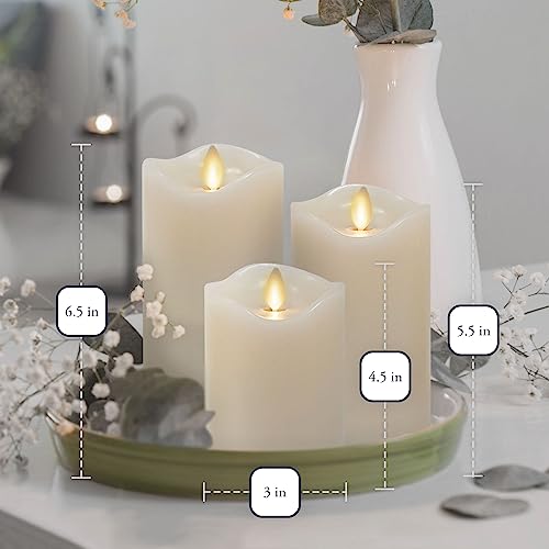 Ivory Flameless Moving Flame Candle Set - Safe LED Pillars with Timer