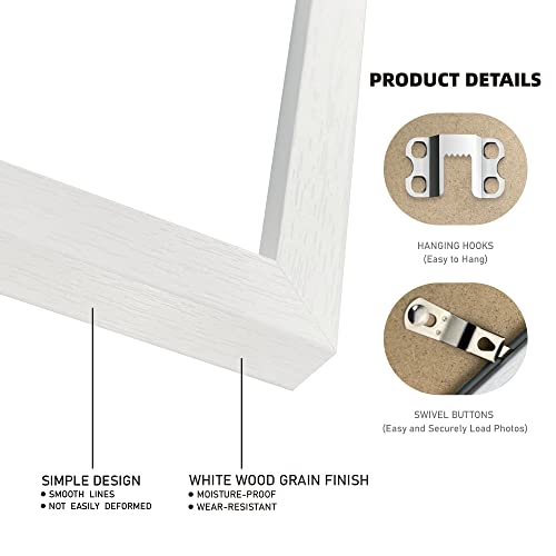White 16x20 Picture Frame Set of 3 with 11x14 Mat - Modern Wall Display