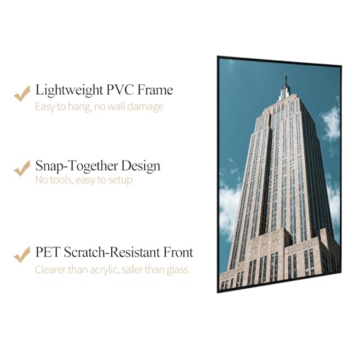Lavezee 18x24 Poster Frame Pack of 6 Black Plastic Snap Frames for Art & Posters
