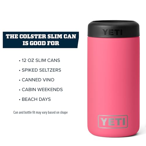 YETI Rambler 12 oz Slim Colster Insulator for Tropical Pink Cans - No Insert