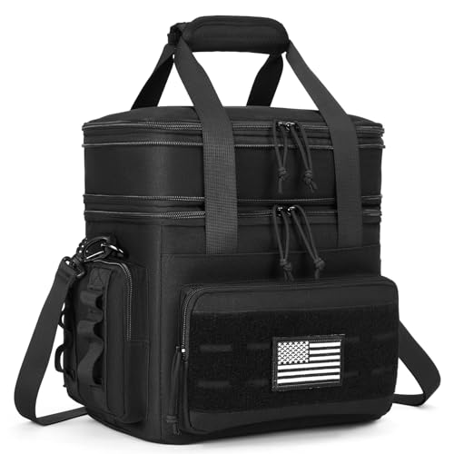 Holuxer Large Tactical Lunch Bag & Box for Men - Black, Insulated & Leakproof