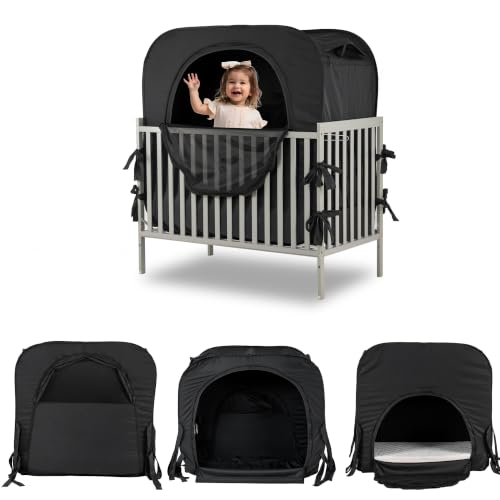 Porayhut Baby Privacy Bed Tent - Dark Pop Up Crib Cover for Toddler Sleep