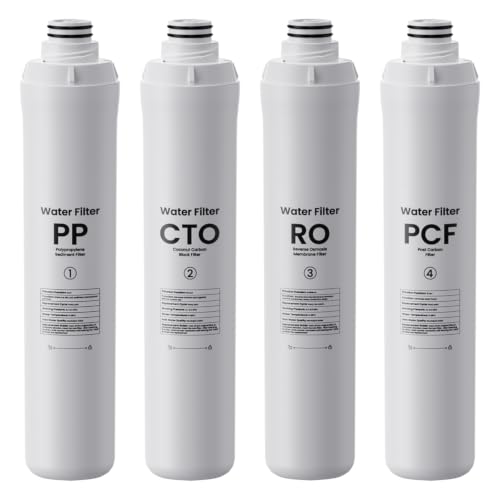 4 Pack Water Filter Set for RO100ROPOT & UV Reverse Osmosis Systems - Compatible with Bluevua