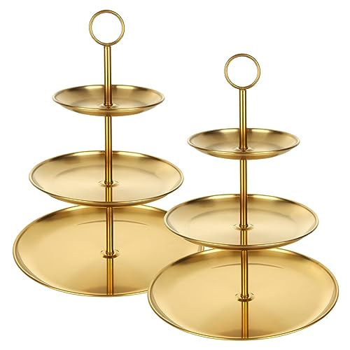 Gold 3-Tier Stainless Steel Cupcake Stand - 24 Cupcakes Display