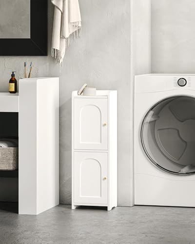 White Bathroom Corner Storage Cabinet 7.9 x 9.8 x 29.5 inches with 2 Doors