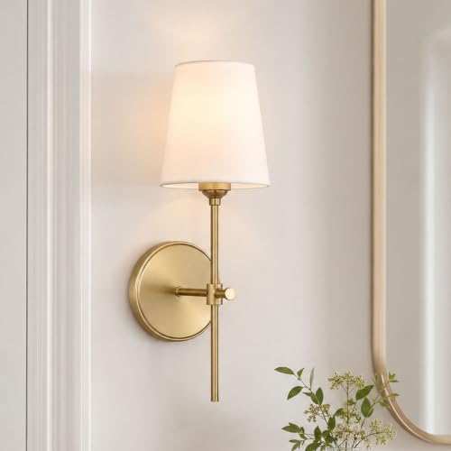Generation Lighting Baker 1-Light Satin Brass Wall Sconce - Classic Bathroom Fixture