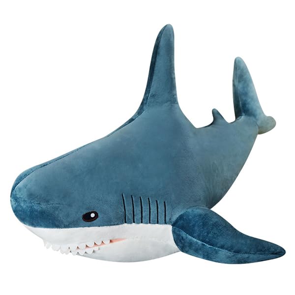 Blue 47.2 Inch XXL Shark Plush Body Pillow for Kids & Adults - Giant Soft Stuffed Animal Decor & Stress Relief Gift