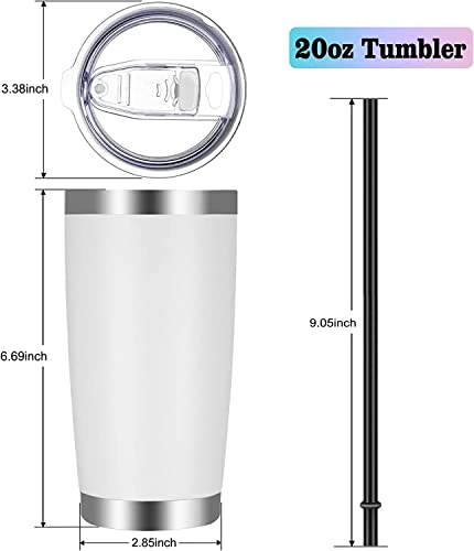 20oz Stainless Steel Travel Tumbler Set - Pack of 12 with Lid & Straw - Powder Coated