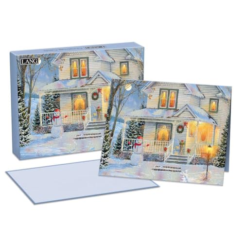 Frosty Evening Forest of Cheer Christmas Cards Set with Envelopes (18 Cards)