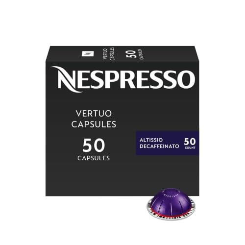 Nespresso Vertuo Altissio Decaffeinato 50-Count Coffee Pods - Dark Roast, Full-bodied & Creamy