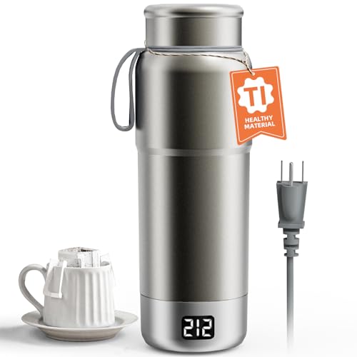 0.52L Titanium Electric Travel Kettle with 12 Temp Settings & LCD Screen