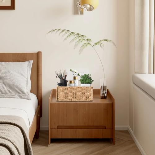 Beige Small Wicker Storage Baskets with Handles - Set of 6