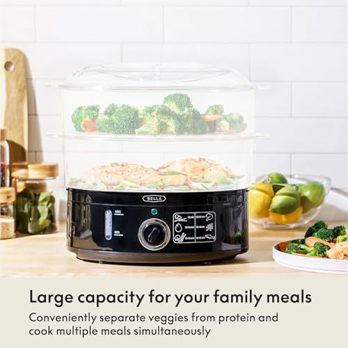 Two-Tier Food Steamer with Stackable Baskets - Black Kitchen Appliance