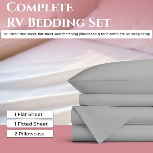 MyGiza Sheets Egyptian Cotton RV King Bed Sheets Set - Light Gray, 400TC, Deep Pockets, 4-Piece