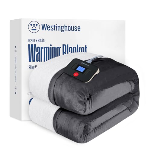 Westinghouse Electric Heated Blanket Twin 62x84 Charcoal ETL Certified