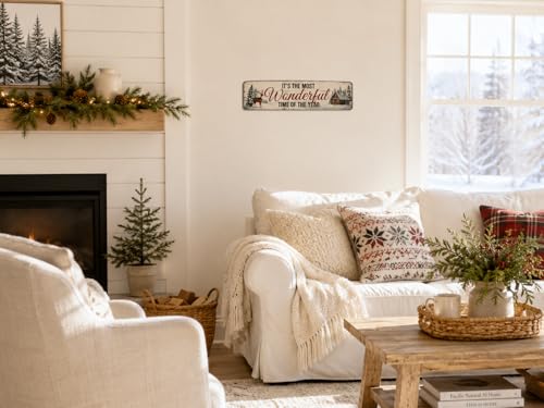 It's The Most Wonderful Time Of The Year Christmas Metal Sign 4x16in Holiday Plaque Seasonal Wall Decor - Festive Gift