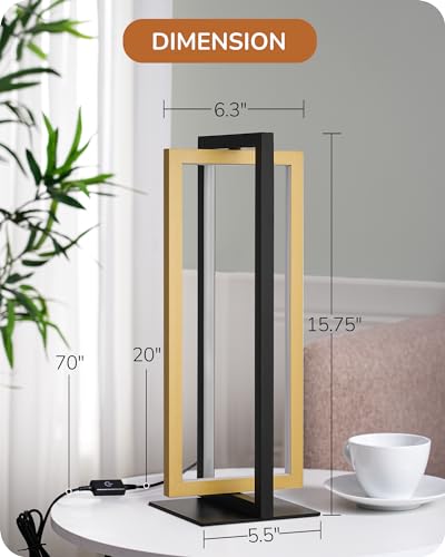 EDISHINE LED Table Lamp Set of 2 - Modern Dimmable Nightstand Lamps, Gold / 2