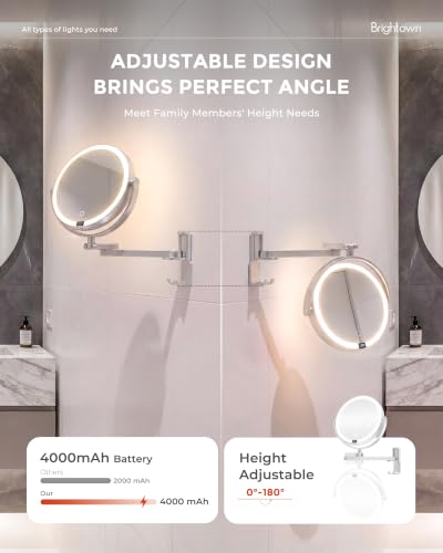 Brightown-Wall-Mounted-Lighted-Makeup-Mirror-Magnifying 1X/10X 8"